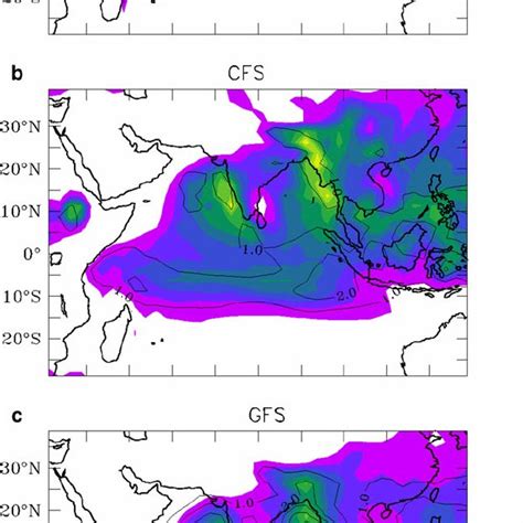 Jjas Rainfall Mm Day Climatology Shown In Shaded Region For A