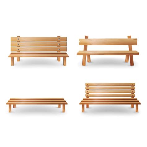 Wooden Bench Realistic Vector Illustration. Smooth Wooden Classic ...