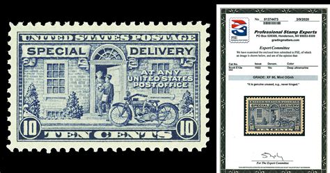 Scott E12a 1922 10c Special Delivery Mint Graded XF 90 NH With PSE