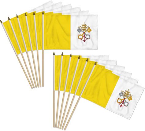 Vatican City 12x18in Stick Flag 1 Dozen Pack Patio Lawn And Garden