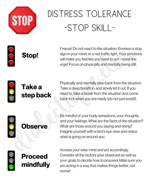 Dbt Stop Skill Distress Tolerance Handout For Dialectical Behaviour