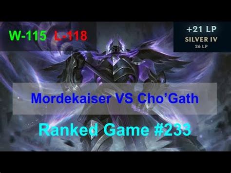 Ranked Game 233 Mordekaiser VS Cho Gath Top YouTube