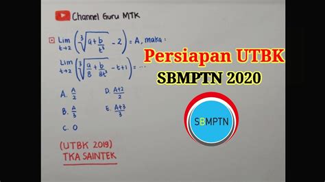 Pembahasan Soal Matematika UTBK 2019 TKA SAINTEK Limit Aljabar YouTube