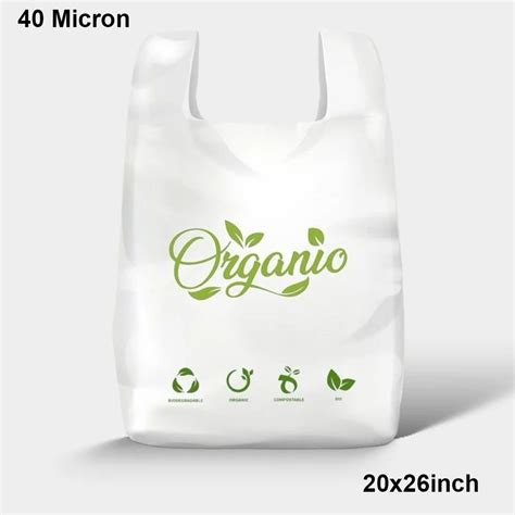 U Cut Printed Compostable Biodegradable Carry Bag Size In Inches