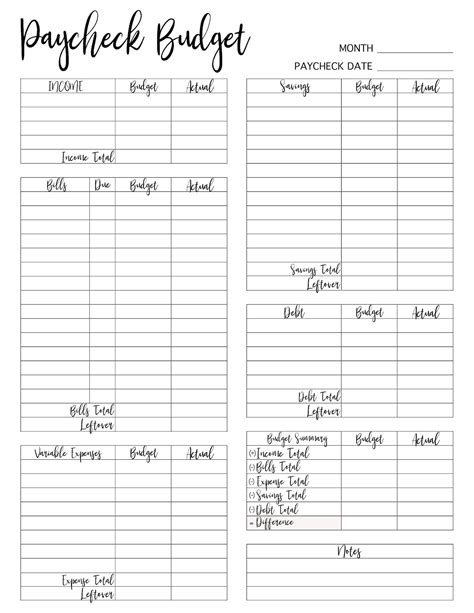 Printable Paycheck Budget Tracker Bi Weekly Budget Tracker Etsy