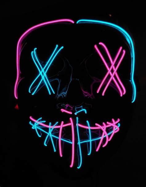 Light Up Mask Purge El Wire Led Glow X Eyes Mask Pink Teal Walmart