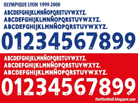 FONT FOOTBALL Font Vector Olympique Lyon Lyonnais 1999 2000 Kit