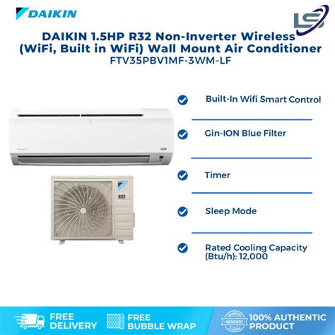 DAIKIN 1 5HP R32 Non Inverter Wireless WiFi Built In WiFi Wall Mount