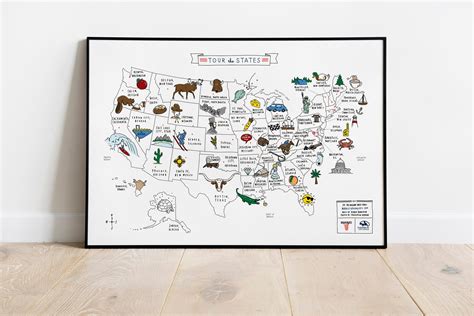 Tour the States Poster USA Map | Etsy