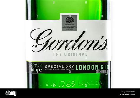 SWINDON, UK - AUGUST 2, 2014: Original Gordon's London Dry Gin bottle ...