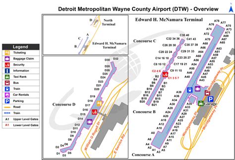 Detroit Metro DTW International Airport Michigan Code Map