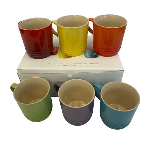 Le Creuset Stoneware Set Of 6 Cappuccino Mugs Rainbow