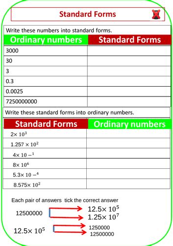 Introducing Standard Forms Worksheet Teaching Resources