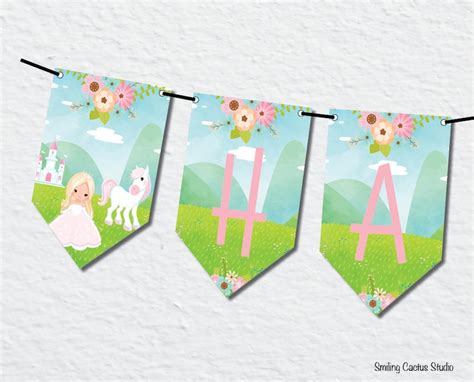 Princess Birthday Banner Happy Birthday Banner Instant Etsy