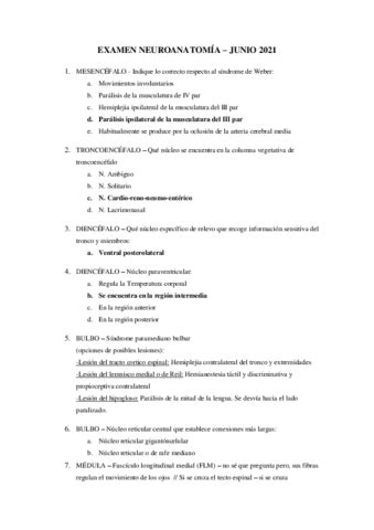 Examen Neuro Junio 2021 Pdf