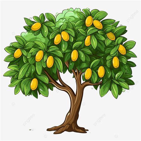 Cartoon Illustration Of A Mango Tree Cartoon Mango Tree Tree PNG