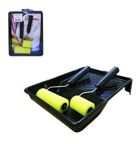 Kit Bandeja De Pintura Rolo De Espuma Cabo Metal Plastico 2