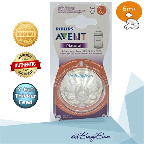 Philips Avent Natural Nipple Teats 6m 2pcs Y Cut Thick Feed 2pcs