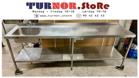 Brukt Stor Rustfritt Oppvaskbenk Med 1 Kum 2500x650x890 Mm Varenr