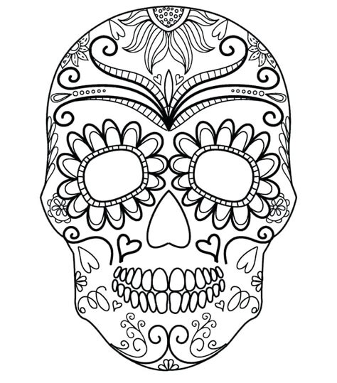 Sugar Skull Line Drawing | Free download on ClipArtMag