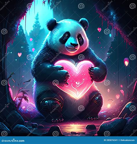 Giant Panda Hugging Heart Panda With A Heart In His Hands 3d