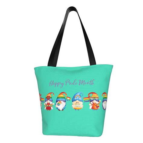 Kll Tote Bag For Women Lgbt Gnome Print Shopping Grocery Reusable Bags