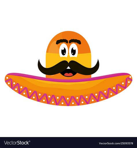 Mexican hat with mustache emoji character Vector Image