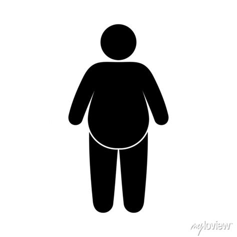 Fat Man Icon Obesity Pictogram Overweight Stick Man Stickman