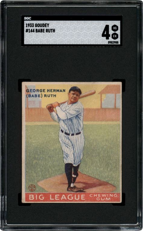 Goudey Baseball Babe Ruth Sgc Vg Ex