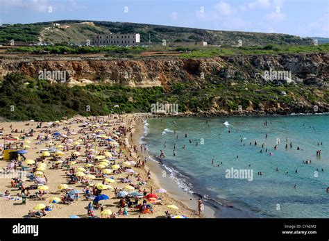 Golden Bay Beach Malta Stock Photo - Alamy