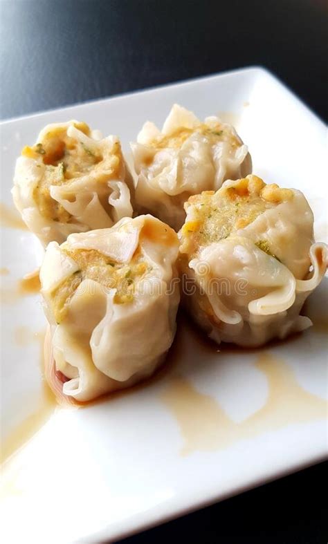 Dumpling Stock Photo Image Of Topped Sauce Plate 189030344