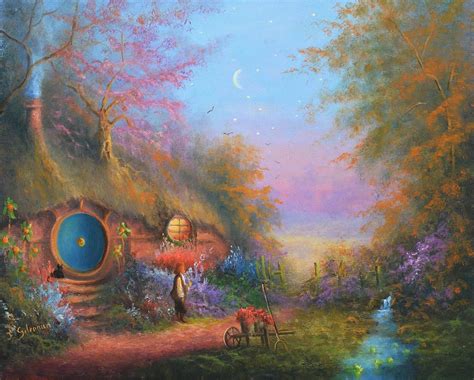 The Shire Painting Bilbo Baggins By Joe Gilronan Middle Earth Art