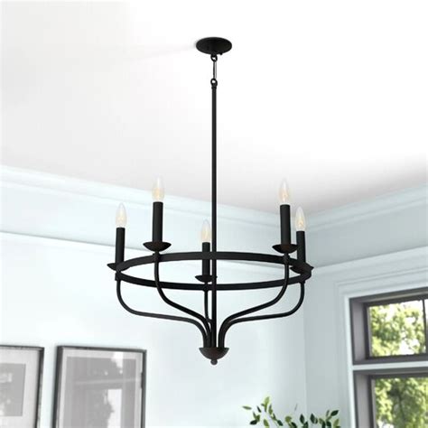 Three Posts Longacre 5 Light Dimmable Wagon Wheel Chandelier