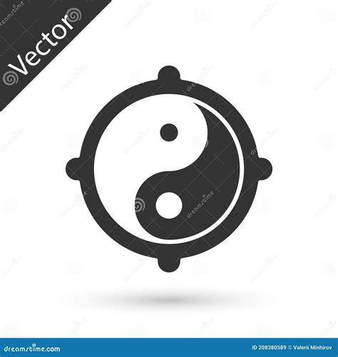 Grey Yin Yang Symbol Of Harmony And Balance Icon Isolated On White