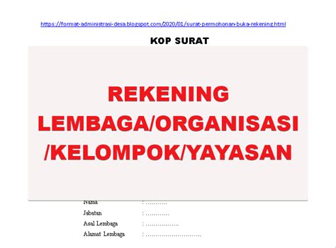 Contoh Surat Permohonan Pembukaan Rekening Bank Berbagai Contoh