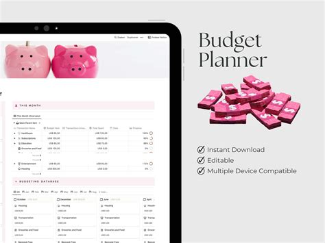 Notion Template Budget Planner 2024 Expense Tracker Aesthetic Notion