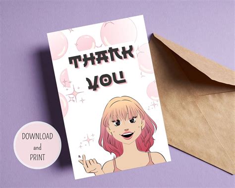 Custom Thank You Card Printable Anime Affection Love - Etsy