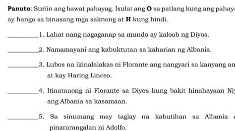 Panuto Suriin Ang Bawat Pahayag Isulat Ang O Studyx