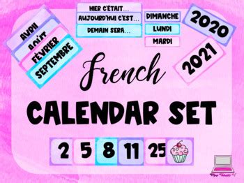 French Calendar Set Ensemble De Calendrier Fran Ais By Mme Technolo V