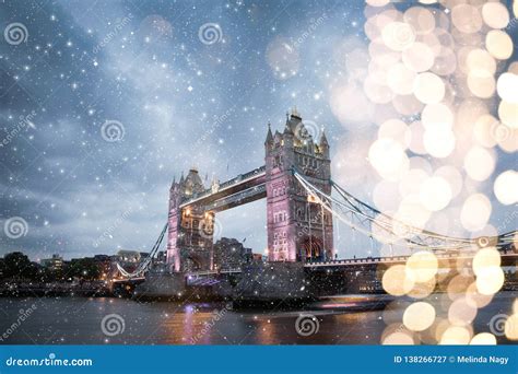 Snowing in London, UK - Winterholidays in the City Stock Image - Image ...