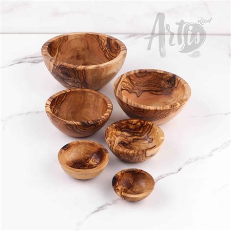 Handmade Olive Wooden Serving Bowls - Artisraw