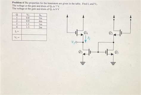 Solved Problem 4 The Properties For The Transistors Are