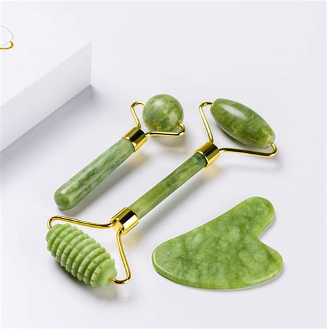 Natural Rose Quartz Gua Sha Facial Roller China Jade Roller Gua Sha