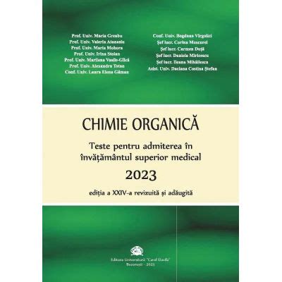 Chimie Organica Teste Admitere Medicina Editura Umf Carol Davila