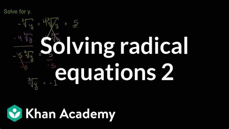 Solving Radical Equations 2 Exponent Expressions And Equations Algebra I Khan Academy