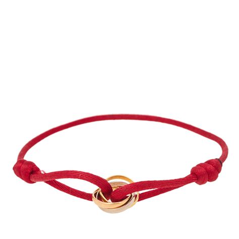 Cartier Trinity De Cartier Three Tone 18k Gold Red Adjustable Cord