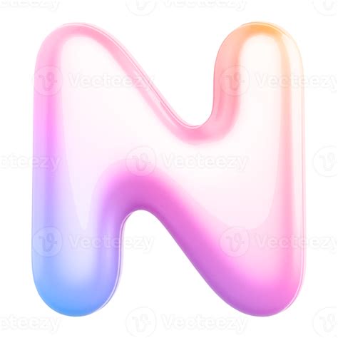 Gradient Bubble Letter N Font 3d Render 36306430 Png