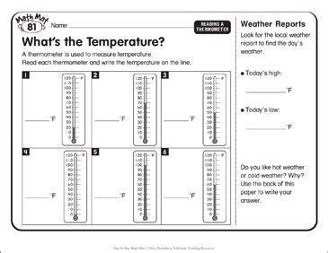 Reading Thermometer Worksheet