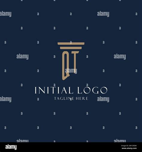 QT Initial Monogram Logo For Law Office Lawyer Advocate With Pillar