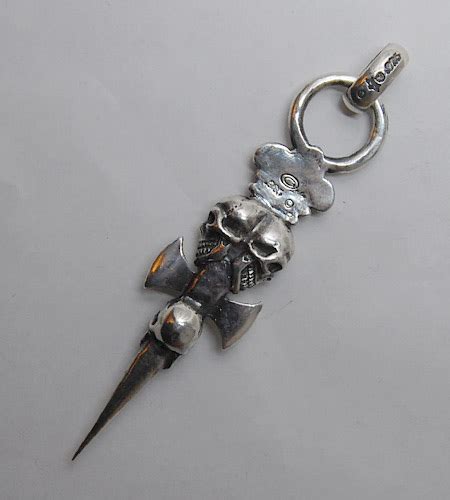 Gaboratory Triple Skull Dagger With Crown Pendant